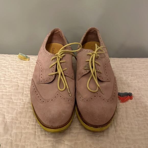 Cole Haan Oxford shoes, Suede Beige Yellow Lace Up, size 8.5 - Picture 1 of 9